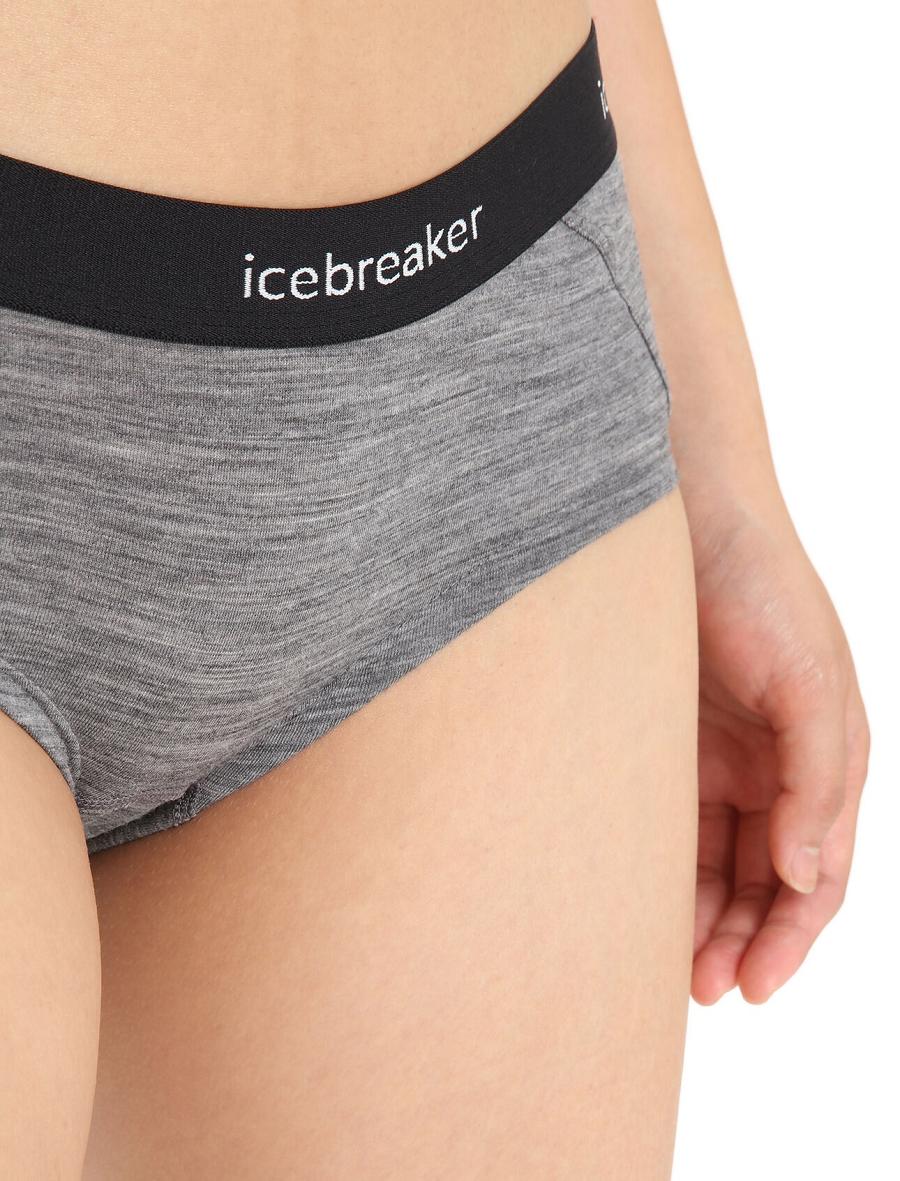 Bielizny Icebreaker Merino Sprite Hot Pants Damskie Szare Czarne | PL 1240BEXC